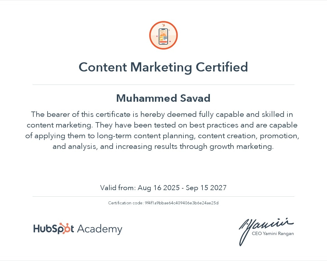 hub-spot-certificate-best-seo-expert-in-kannur